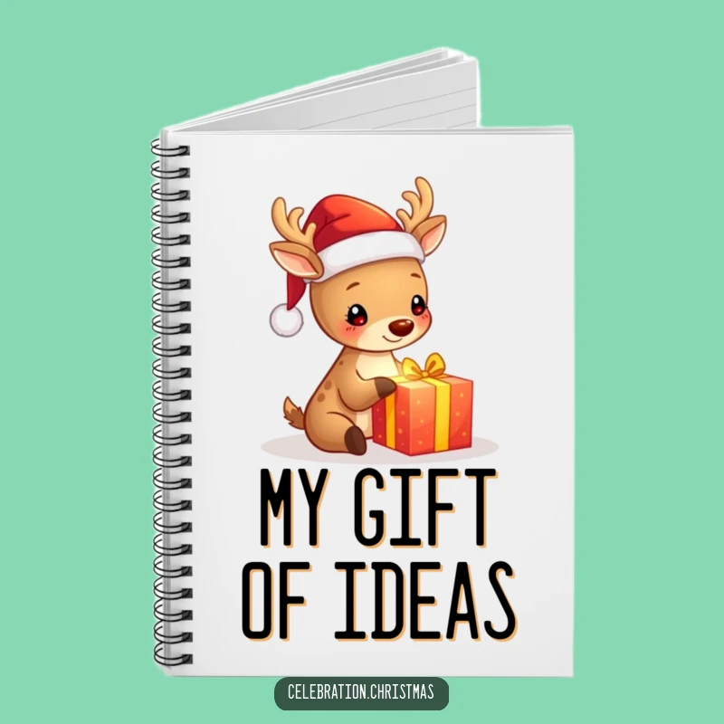 Funny Deer Notebook - Festive Santa Hat Journal, Perfect Funny Gift for Writers