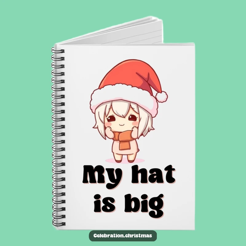 Funny Kawaii Character Oversized Hat Notebook - Jot Down Ideas with Hilarious Holiday Style!