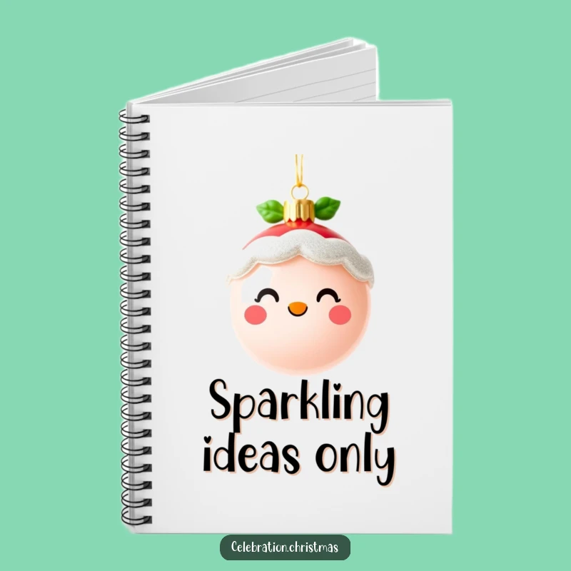 Funny Cute Christmas Ornament Notebook - Sparkling Face Journal - Funny Gift