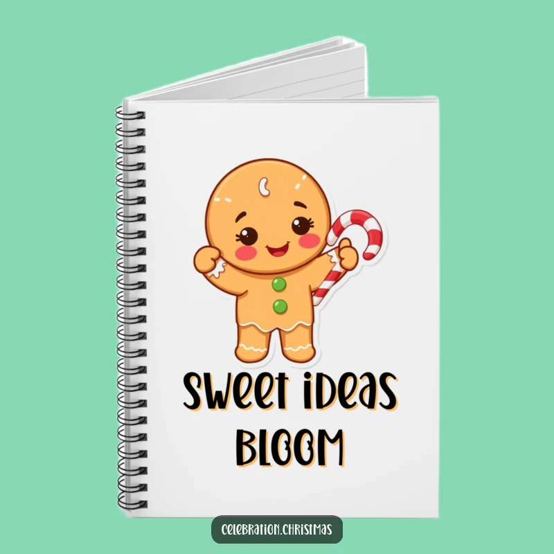 Funny Gingerbread Notebook: Happy Cookie Waving Candy Cane Holiday Journal