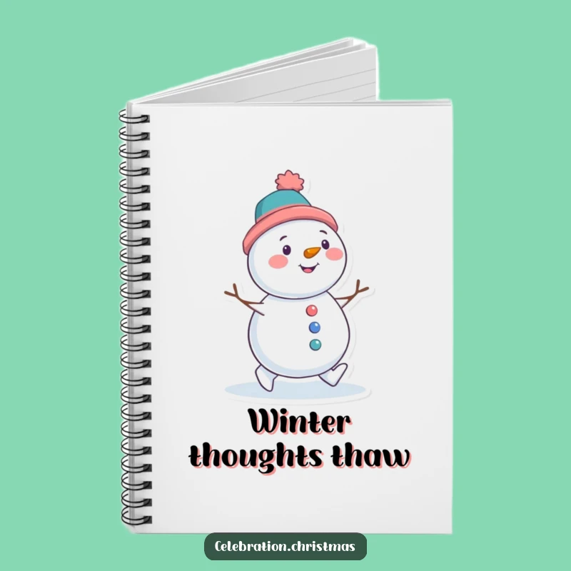Funny Snowman Waddling Notebook - Tilted Hat Winter Friend Journal