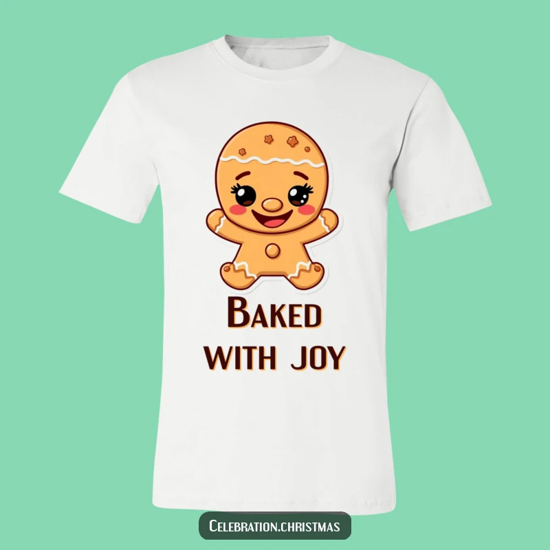 Funny Gingerbread Man Grin T-Shirt - Cheerful Cookie Character Tee