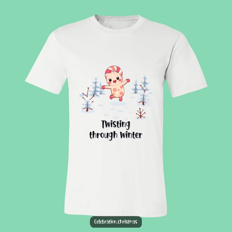 Funny Kawaii Candy Cane Cartwheel T-Shirt: Festive Fun Makes a Perfect Funny Gift