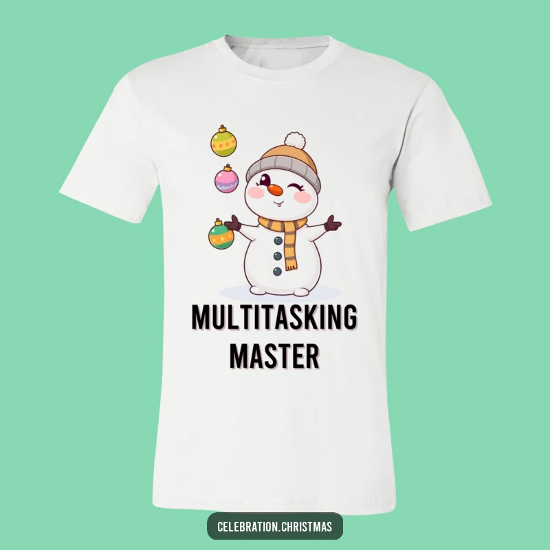 Funny Kawaii Snowman Juggling Ornaments T-Shirt - Hilarious Holiday Tee