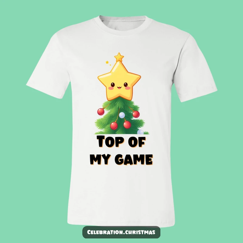 Funny Kawaii Star Topper T-Shirt - Twinkle Festive Tree Tee