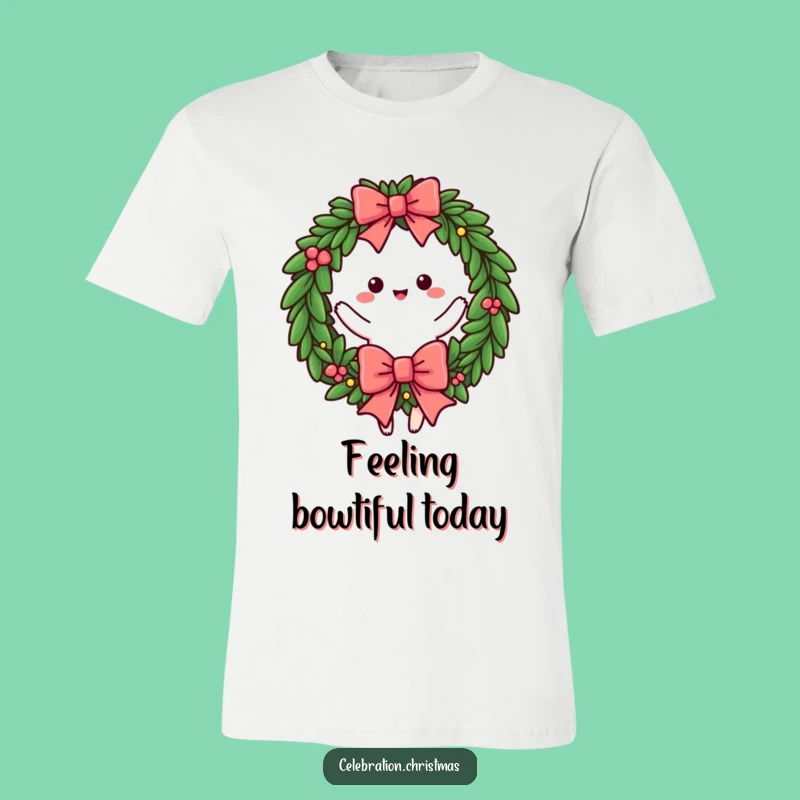 Funny Wreath Twirling Bow T-Shirt - Festive & Fun Fashion Gift