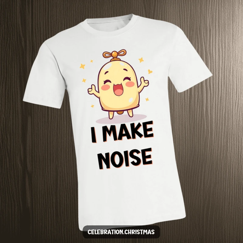 Funny t-shirt featuring a bell character ringing with great enthusiasm, symbolizing joyful celebration and merry sounds, funny gift.