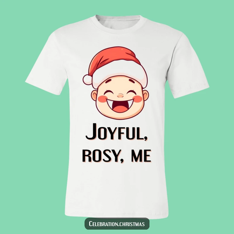 Funny Kawaii Santa Hat T-Shirt - Joyful Grin for Festive Style