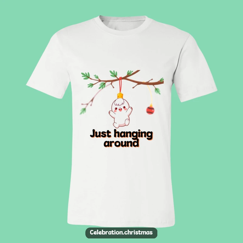 Funny Ornament T-Shirt: Cheerful Character Spinning Holiday Fun Tee