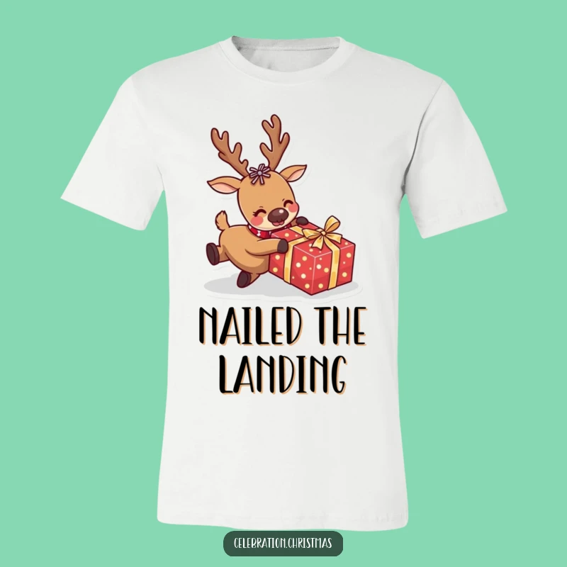 Funny Reindeer T-Shirt A Hilarious Fall Over Present