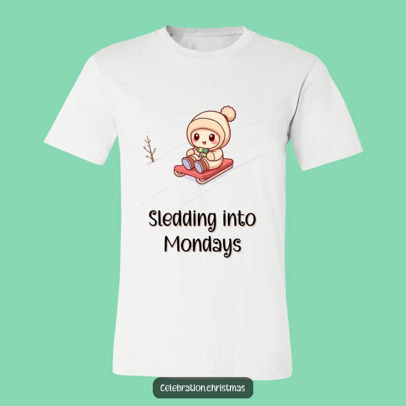 Funny Kawaii Snow Sledding T-Shirt: Wearable Winter Wonder & Laughs