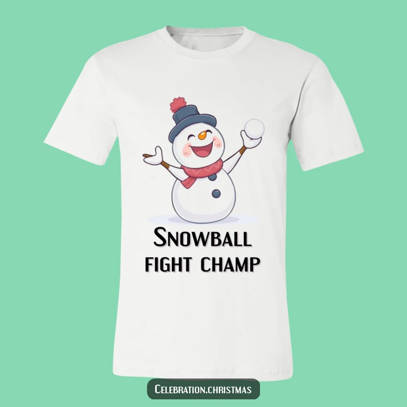 Funny Snowman T-Shirt Happy Snowball Fight Fun