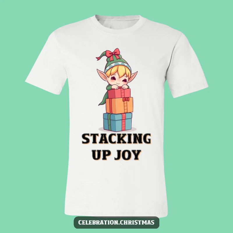 Funny Elf T-Shirt Balancing Gifts for Holiday Fun