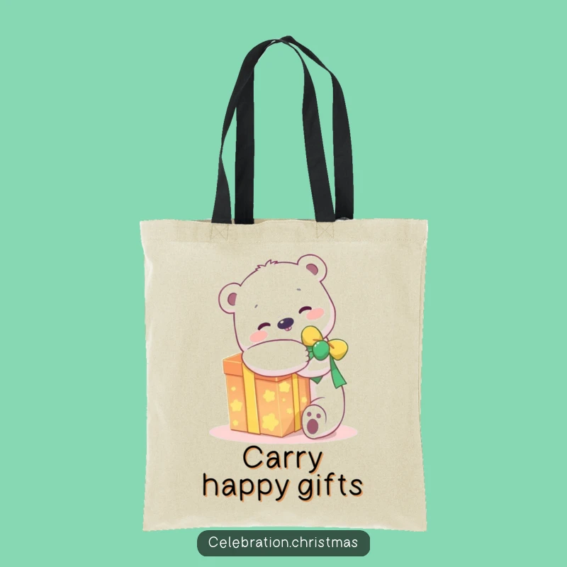 Funny Kawaii Polar Bear Present Tote Bag: Carry Joy, a Perfect Funny Gift