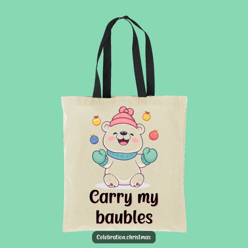 Funny Polar Bear Juggling Tote Bag, Holiday Carryall, Great Gift