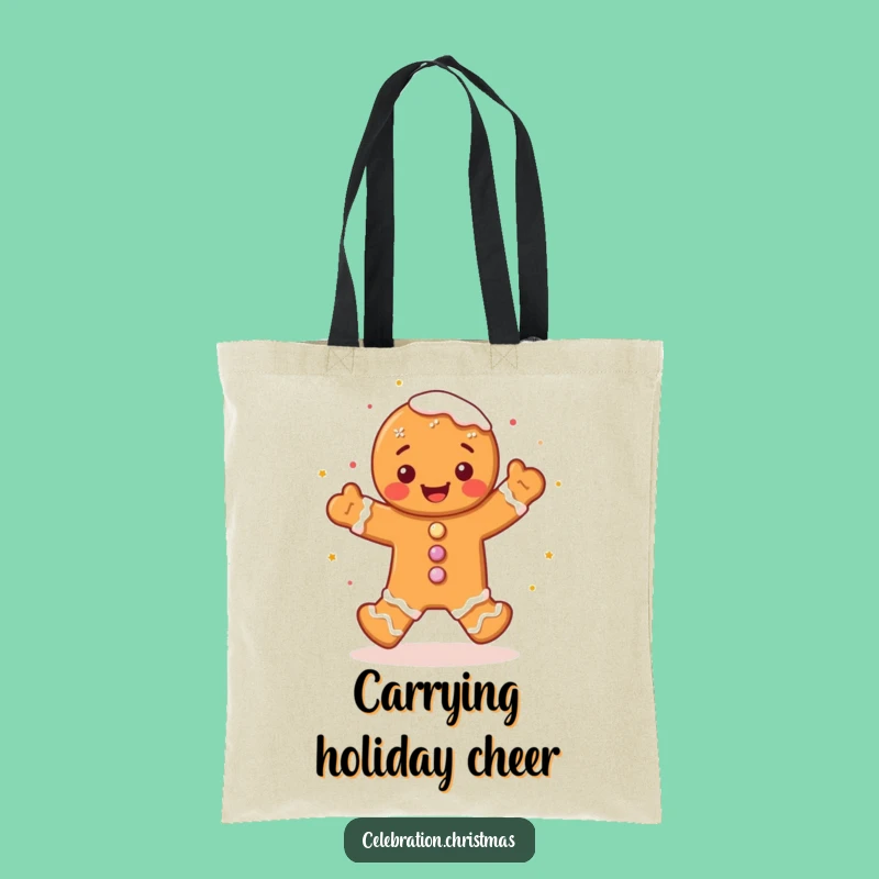 Funny Gingerbread Man Tote Bag A Jig of Joyful Sprinkles