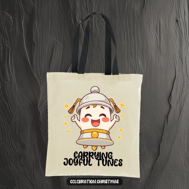 Funny Bell Tote Bag ringing with enthusiastic merriment, perfect for carrying items with a joyful sound.