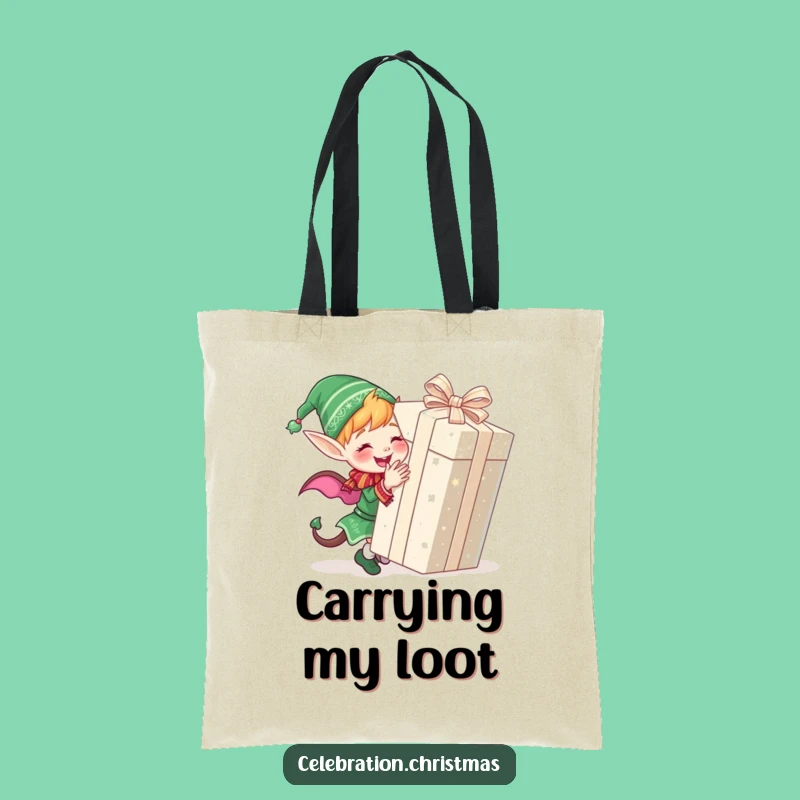 Funny Elf Wrapping Gift Tote Bag: Carry Your Holiday Spirit