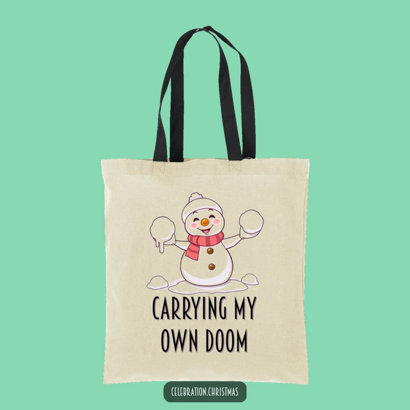 Funny Tote Bag: Melting Snowman Juggler Carryall, Comical Gift for Errands