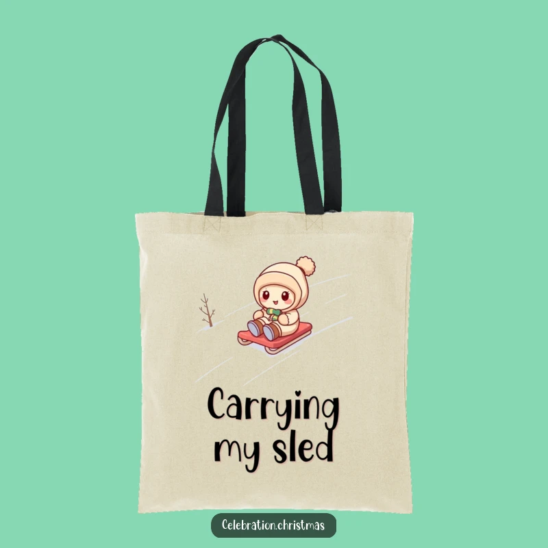 Funny Kawaii Snow Sledding Tote Bag: Carry Your Winter Joy Everywhere