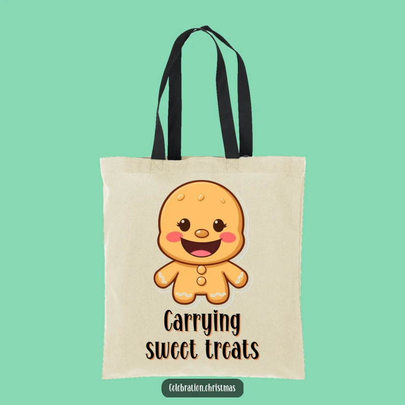 Funny Gingerbread Man Grinning Tote Bag - Stylish Humorous Cookie Character Accessory