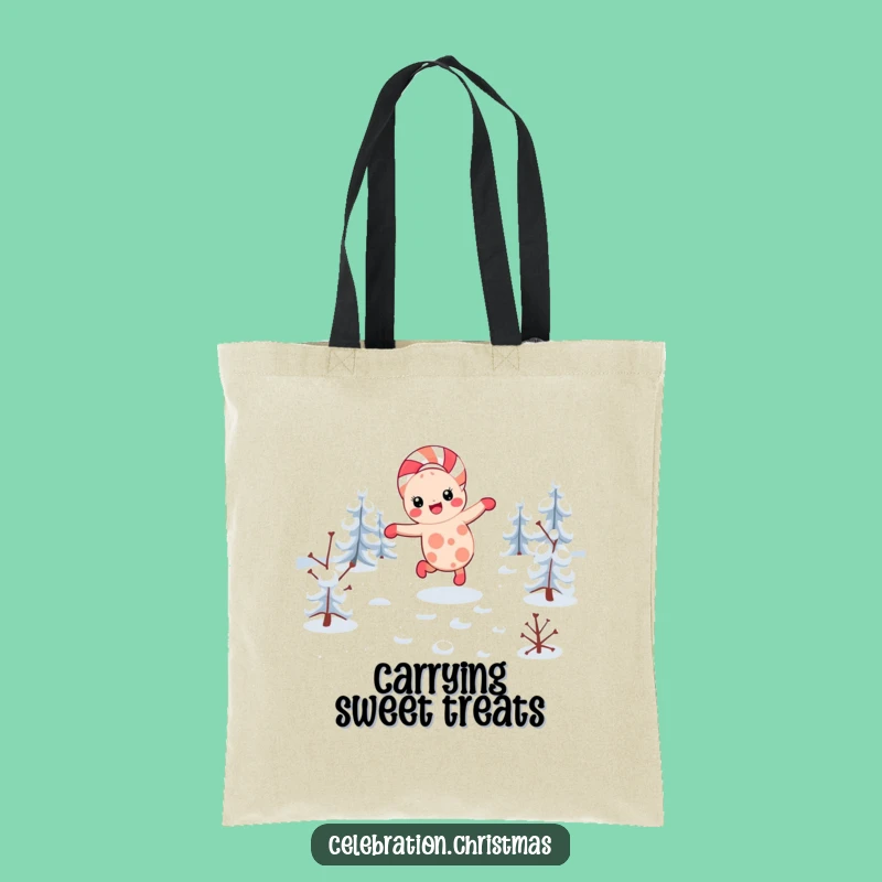 Funny Kawaii Candy Cane Cartwheel Tote Bag: Carry Holiday Joy, a Funny Gift