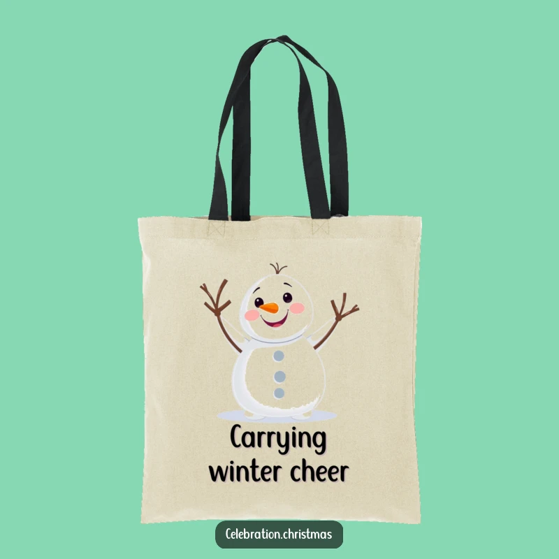 Funny Snowman Waving Tote Bag - Your Cheerful Companion for Errands and Fun