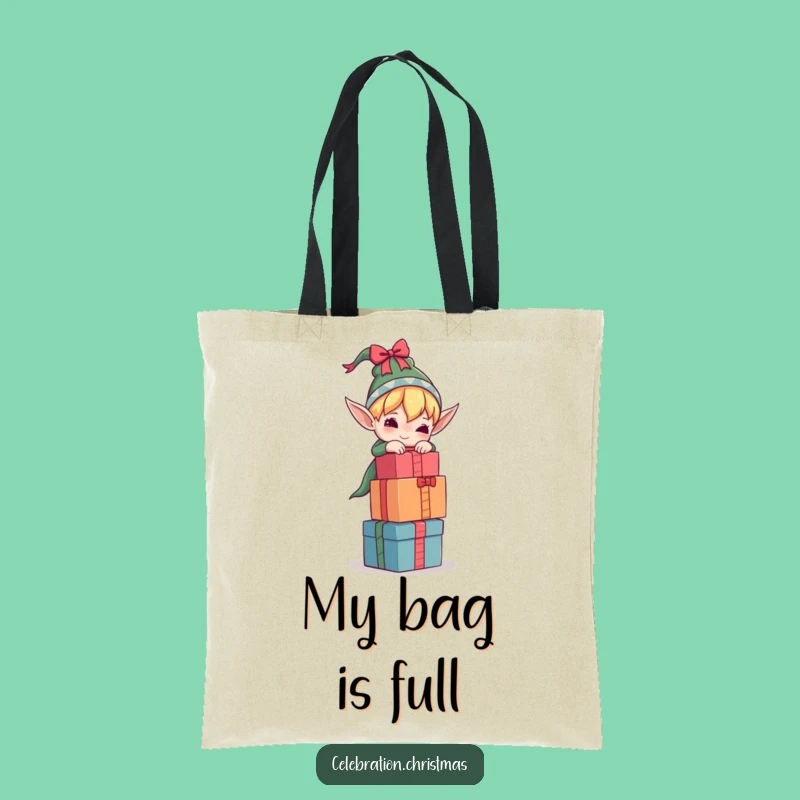 Funny Elf Tote Bag Balancing Gifts for Holiday Hauls