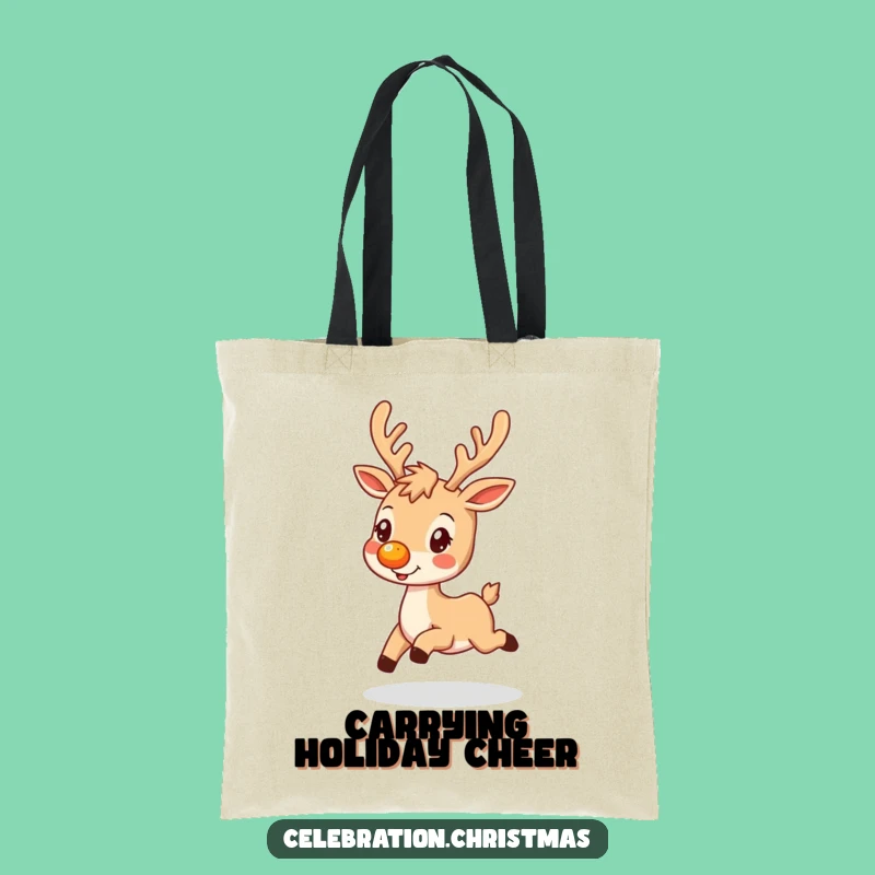 Funny Glowing Nose Reindeer Tote Bag - Holiday Essential Gift