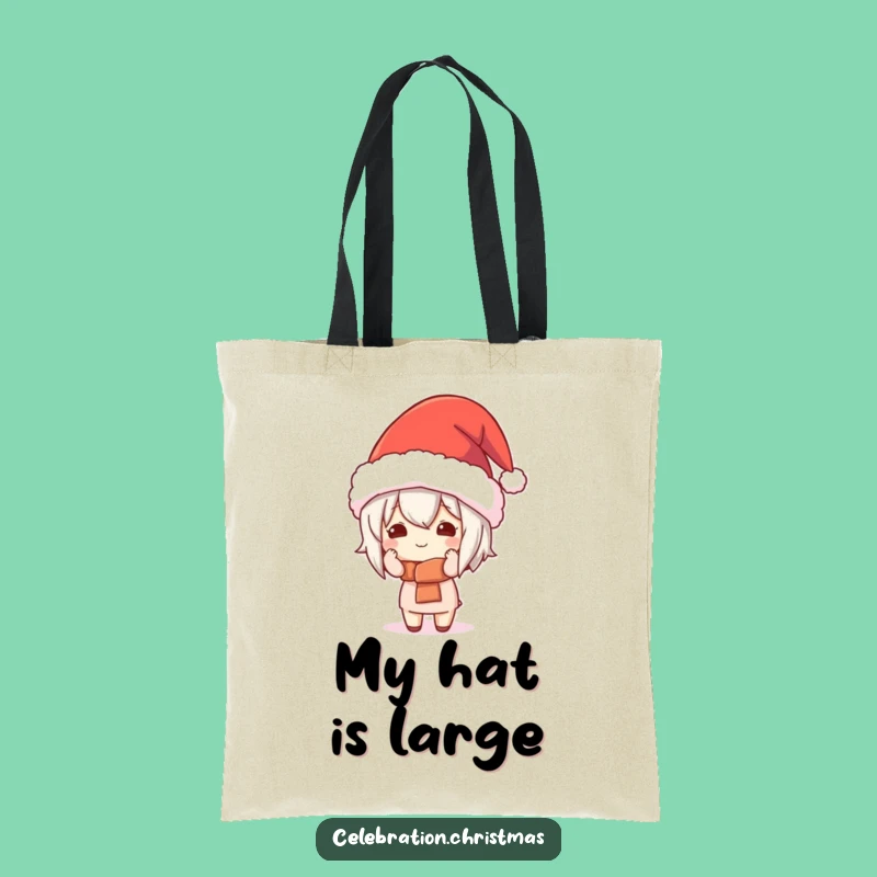 Funny Kawaii Character Oversized Hat Tote Bag - Carry Your Essentials with Adorable Holiday Humor!