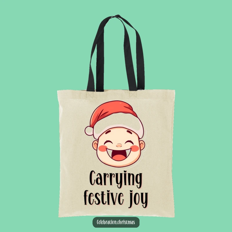 Funny Kawaii Santa Hat Tote Bag - Carry Joyful Grins Everywhere