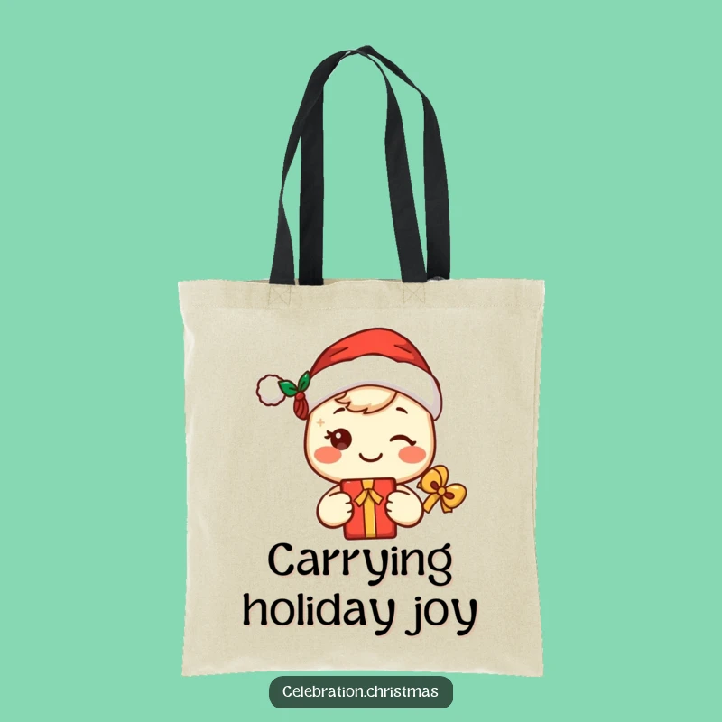 Funny Kawaii Santa Tote Bag - Cute Character Holiday Accessory