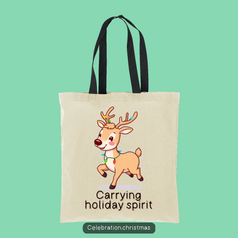 Funny Reindeer Prancing Tote Bag - Your Festive Companion for Holiday Errands