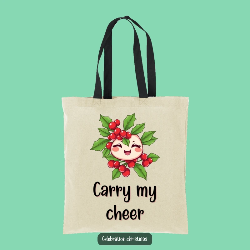 Funny Winking Holly Branch Tote Bag - Cheerful Companion - Funny Gift