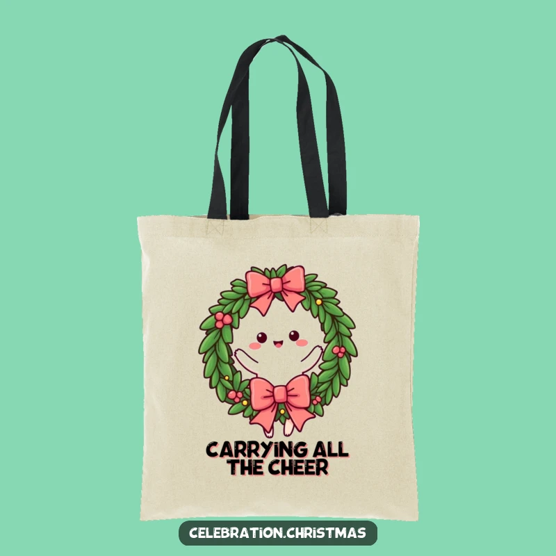 Funny Wreath Twirling Bow Tote Bag - Carry Your Festive Cheer Gift
