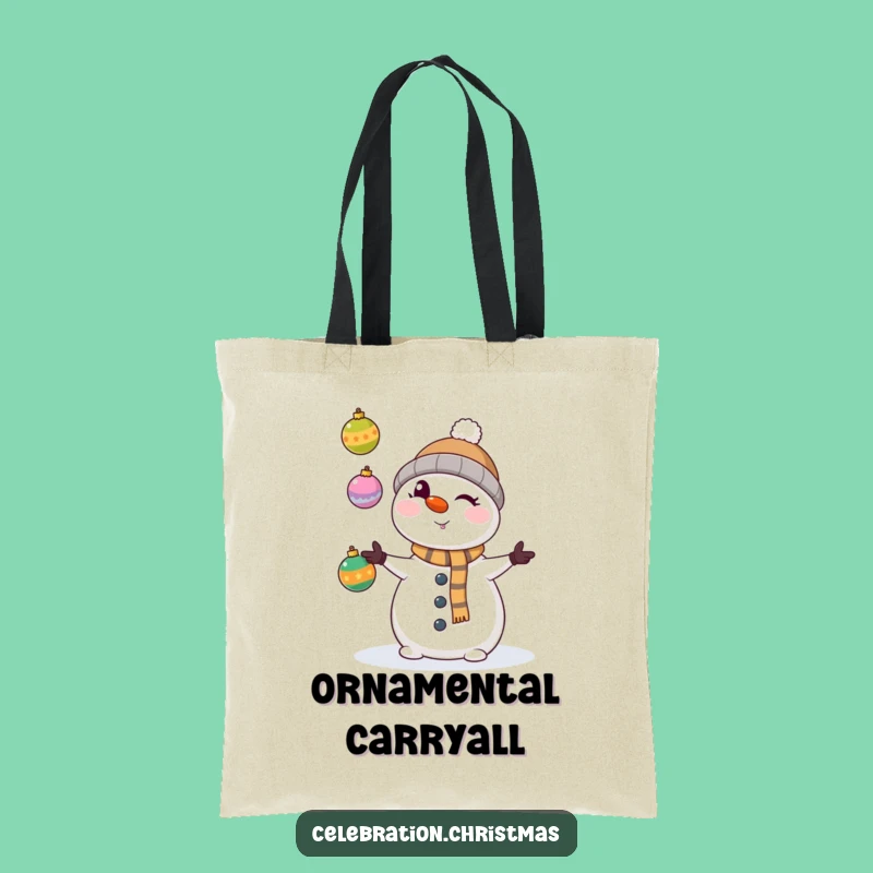 Funny Kawaii Snowman Juggling Ornaments Tote Bag - Stylish & Comical Accessory